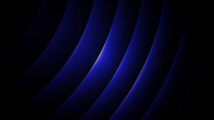 Illustration of an abstract dark blue background with curved stripes with effects