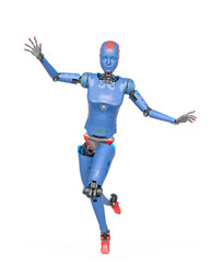 female cyborg is running