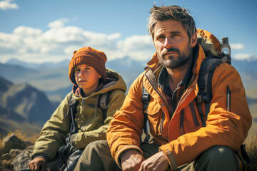 Fototapeta premium father and son photo, outdoors adventures, family concept