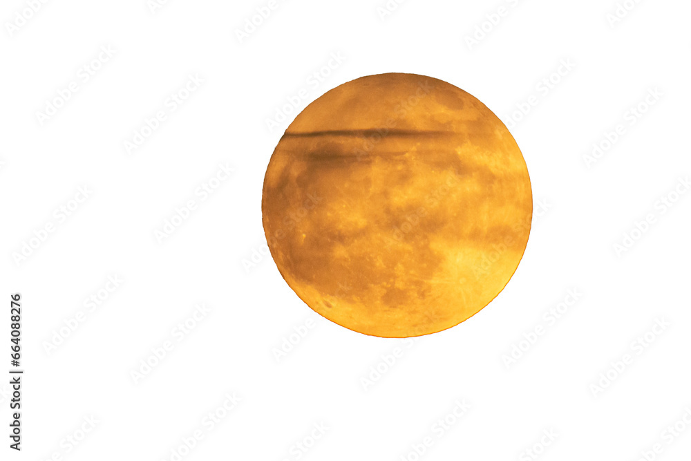Wall mural super moon in orange color. full moon in orange tones. some clouds are in front of the moon