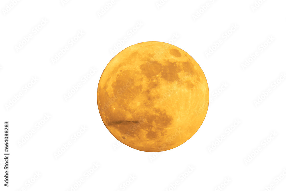 Wall mural full orange moon. super moon see with a telescope, the craters of the moon can be seen