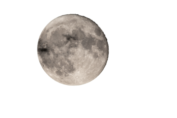 Moon photographed with a telescope, where you can see the craters and the lunar surface, it will soon be a moon landing site. Some clouds are in front of the moon.