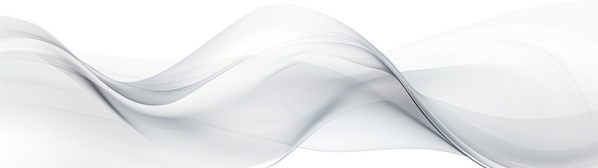 White Abstract Background with Curls, Transparent Layers, Whiplash Curves for Stylish Web Banner