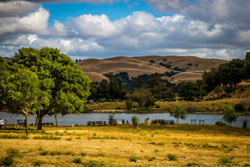 landscape with lake and mountains
