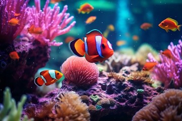 Marine life. Colorful coral fish and vibrant underwater ecosystem. Generative AI
