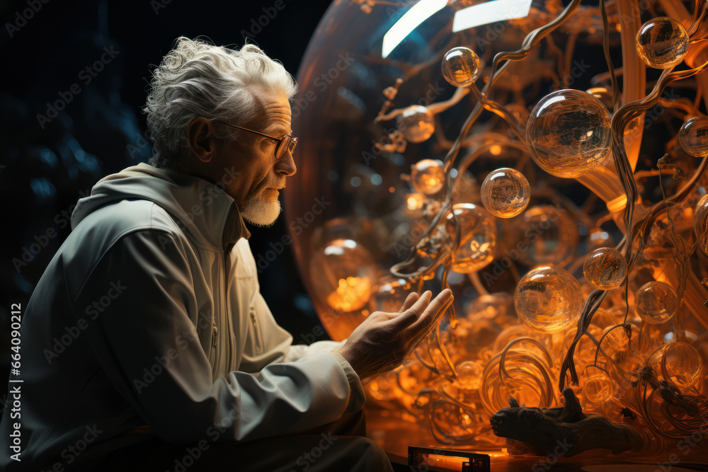 Poster a philosopher reflecting on the ethical implications of creating synthetic life forms. concept of et