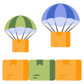 An icon design of parachute delivery