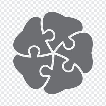 Simple icon puzzle in gray. Simple icon puzzle of the five elements on transparent background for your web site design, app, UI. EPS10.