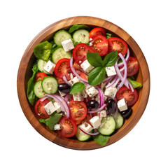 A Bowl of Greek Salad Isolated on a Transparent Background