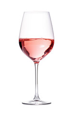 A glass of rose wine on a transparent background. Png file - obrazy, fototapety, plakaty