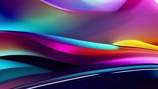 Closeup of a metallic iridescent plastic texture, with sleek lines and sharp angles creating a futuristic and industrial feel. The colors are bold and vibrant, giving the texture a strong