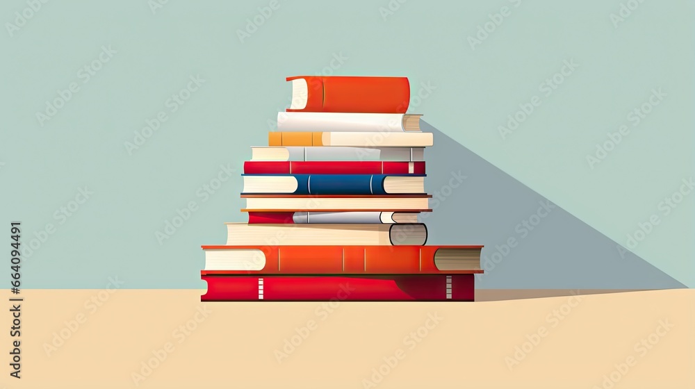 Aufkleber a stack of books sitting on top of each other on a table. generative ai