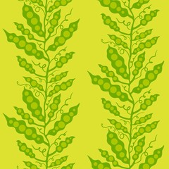 Obraz premium Floral cartoon seamless peas and leaves and branches pattern for wrapping paper and fabrics and linens