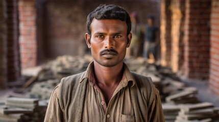 Fototapeta premium Confident Construction Worker Looking at Camera