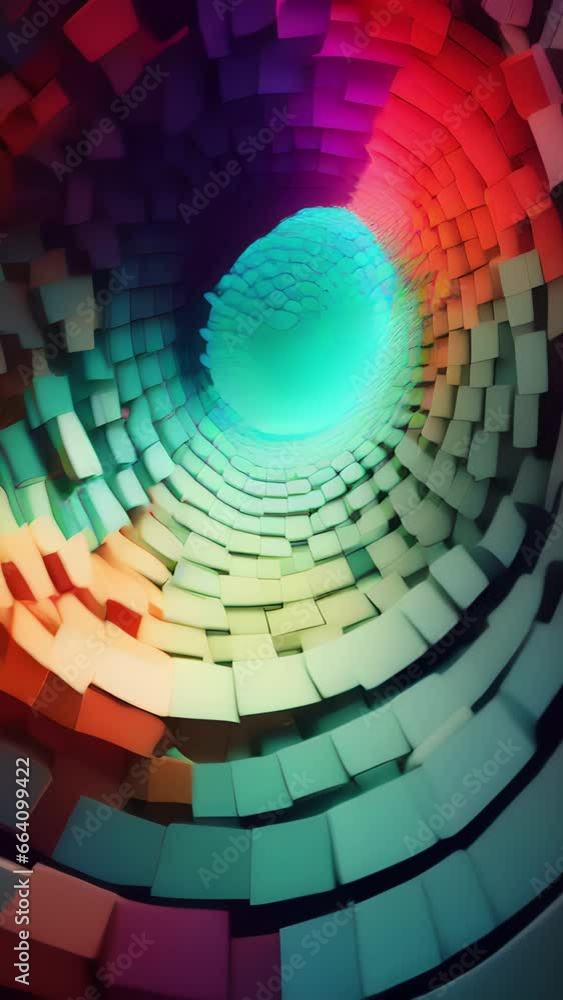 Poster a mesmerizing kaleidoscope of geometric shapes spins and collides, constantly rearranging and transf