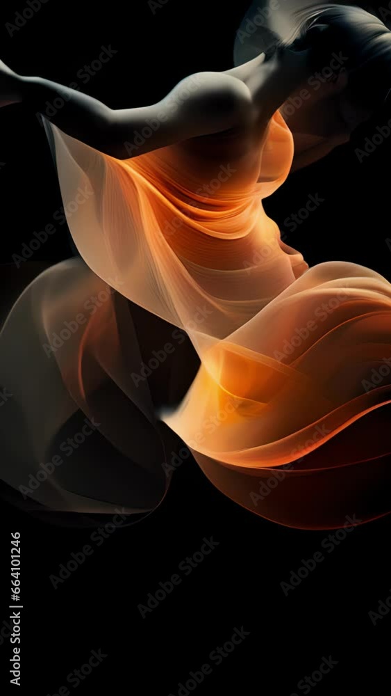 Poster in a stunning abstract visual representation of motion capture, ethereal particles of light dance an
