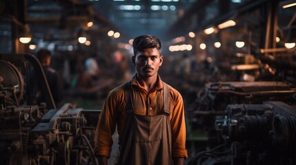 Confident Male Mechanic in a Metal Workshop