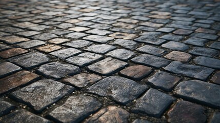 a close up of a cobblestone road