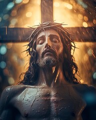Religious scene with Jesus Christ - obrazy, fototapety, plakaty