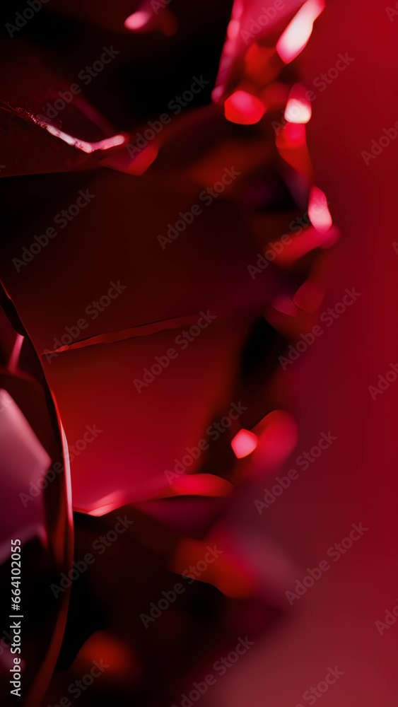 Poster in another abstract visual effect inspired by the ruby theme, a mesmerizing kaleidoscope of crystall