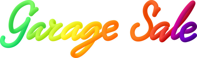 Garage sale fluid 3d twist text made of blended colorful circles.