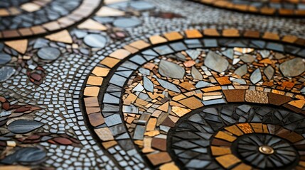 a close-up of a mosaic floor