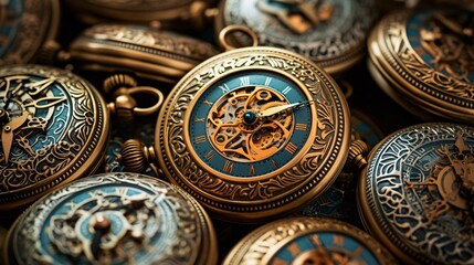 Obraz premium a group of old clocks