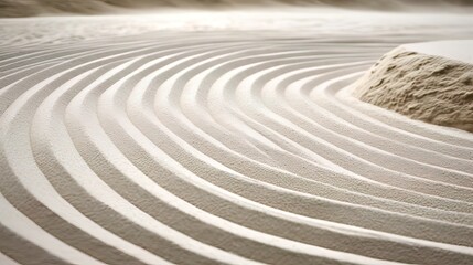 Fototapeta na wymiar Close up sand zen garden background. Generation AI