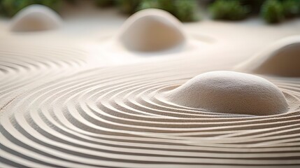 Fototapeta na wymiar Close up sand zen garden background. Generation AI