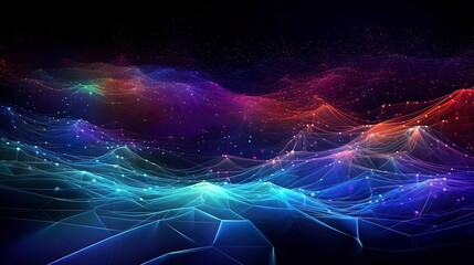 Abstract neon background with particles. Generation AI