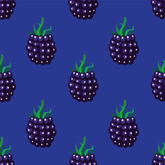 Blackberry seamless pattern on colorful background. Vector illustration.