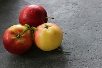 dark background with juicy red-yellow apples. Nature abstract background. ripe apples, beautiful background texture, vitamins