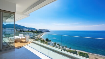 Fototapeta na wymiar View from luxury apartment to open sea