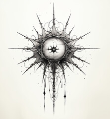 Sun Rays Star Eye Skull Masonic Sign Tattoo Print Stamp