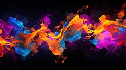 a colorful smoke painting on a black background. Fantasy concept , Illustration painting.