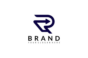 R logo design with arrow combination - obrazy, fototapety, plakaty
