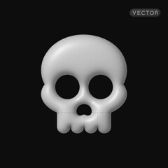 Skull 3d in retro style on black background. Vector illustration