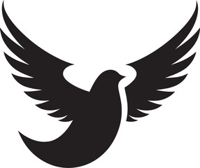 Black Dove Vector Logo with Text and Heart A Symbol of Love and Compassion Black Dove Vector Logo with Text and Cross A Symbol of Faith and Hope