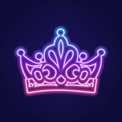 A set of neon gradient crowns. Vector illustration.