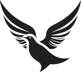 Black Dove Vector Logo with Calligraphic Background A Beautiful and Elegant Design Black Dove Vector Logo with Text and Swoosh A Dynamic and Energetic Design