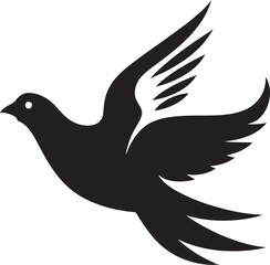 Black Dove Vector Logo with Swoosh A Dynamic and Energetic Design Black Dove Vector Logo with Wings Spread A Symbol of Freedom and Flight