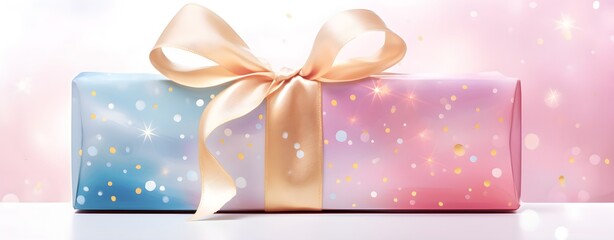 gifts on a background of blurry heart shaped lights, background, concept of love, Valentine's Day
