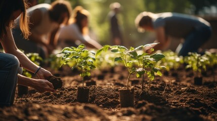 Community gardening: cultivating sustainable food and wellness together - obrazy, fototapety, plakaty