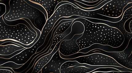 A black and gold abstract background with dots
