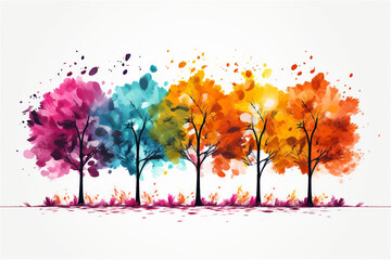Obraz na płótnie Canvas Oil painting landscape, colorful autumn trees.