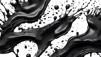 Splashes of black paint on white background.