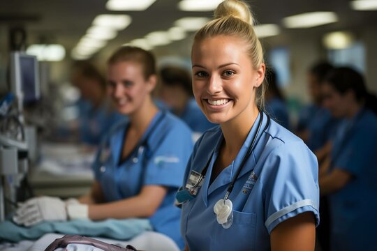 "Die Zukunft der Krankenpflege: Junge Auszubildende auf dem Weg zur Pflege-Exzellenz."