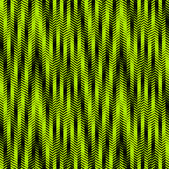Abstract vector geometric seamless pattern with fading lines, tracks, halftone stripes. Sport style illustration, urban art. Graphic texture in trendy neon green and black color. Modern sporty design