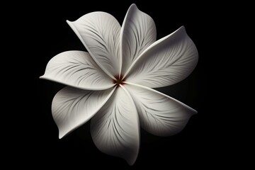 White frangipani flower on a blank backdrop - intricate floral element. Generative AI