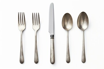 5 white background cutlery. Generative AI